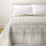 King Decorative Border Cotton Slub Print Quilt Light Teal Green Threshold. Fixed Price $35.69.