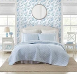 Laura Ashley Twin Oxford Stripe Blue/white 2PC Quilt Set Reversible 100% Cotton. Fixed Price $96.00.
