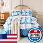 Cmfshape Blue Quilt Sets Bedspread 100 Cotton Patchwork Coin Pattern. Fixed Price $115.07.