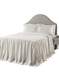 Lush Decor Ticking Stripe Bedspread Queen Size 3 Piece Set Wheat Ruffle Bedd.... Fixed Price $69.00.