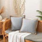 Nordeco Home Set Of 2 Throw Pillow Covers - Burlap Linen Trimmed Tailored Edges. Fixed Price $23.99.