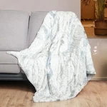 Woomer Heated Blanket Throw 50" 60", Marble Blue - Faux Fur &. Fixed Price $71.23.