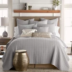 King Quilt Set 106X92IN Grey Cotton Waffle Lightweight Pillow Shams Levtex. Fixed Price $299.99.