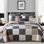 Y-plwomen Quilt 100% Cotton King Size Set, Brown Khaki Black White Patchwo. Fixed Price $188.99.