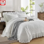 Ruffled Quilt Set Oversized Boho Bedding Comforter Lightweight Bedspread 3PC New. Fixed Price $84.21.