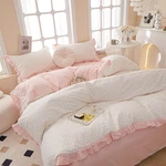 Amztop Duvet Cover Queen Size Romantic Pink Floral With Ruffle 100% Cotton Se.... Fixed Price $86.77.
