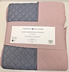 Tommy Hilfiger Red, White And Blue Striped Queen Seersucker Quilt Set X90. Fixed Price $149.95.