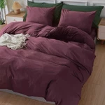 Burgundy 3 Pieces Set Stone Washed Cotton Bedding Duvet Cover With 2 Pillowcases. Fixed Price $89.00.