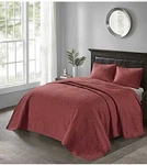 Madison Park Queen Bedspread Set Red Floral Quilted Oeko-tex MP13-8484. Fixed Price $75.00.