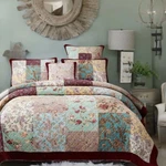 Dada Bedding Bohemian Burgundy Red Velvet Trim Floral Paisley Patchwork Cotton. Fixed Price $152.99.