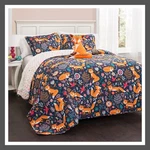 4PC Full/queen Kids' Pixie Fox Reversible Quilt Set With Throw Pillow. Fixed Price $23.99.