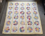 Vtg Hand Made Sewn Dresden Plate Floral Pattern Bedspread Quilt - 78" X 76". Fixed Price $140.00.