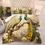 Luxury Peacock Bedding Set King Size, Girls Victorian Bird Floral Themed Quilted. Fixed Price $87.00.