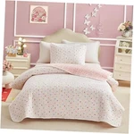 Size Quilt Set For Girls, Colorful White Pink QUEEN-90"X90" Polka Dots. Fixed Price $48.64.
