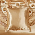 Tache Satin Gold Ruffle Floral Caramel Latte European 26X26" Sham. Fixed Price $24.90.