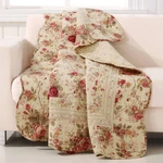 Global Trends Antique Rose Traditional Floral And Stripe 100% Cotton Throw Quilt. Fixed Price $42.89.