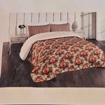 King Leafy Design Quilted Coverlet Bedspread Geometeometric Flowers Birds. Fixed Price $40.67.