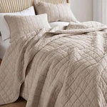 Linen Quilt Set Queen Size - Breathable Box Stitched European Flax Bedding. Fixed Price $125.36.
