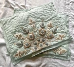 Soft Surroundings Robin Egg Blue Embroidered Crewel Quilt Standard Pillow Shams. Fixed Price $49.00.