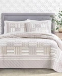 Charter Club Neutral Stripe Patchwork Geometric King Quilt. Fixed Price $59.20.