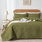 Full/queen Quilt Set Olive Green, Microfiber Lightweight Bedspreads, Ultrasonic. Fixed Price $35.99.