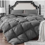 Kakabell Pinch Pleat Goose Down Feathers Fiber Cal King Gray Comforter Cozy New. Fixed Price $119.99.