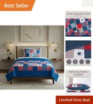 2-PIECE Caroline Twin Quilt Set Reversible Americana Stars & Plaid Design. Fixed Price $59.98.