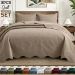 Luxury Bedspread Set 3 Piece Quilted Coverlet Throw Queen King Size Bedding. Fixed Price $26.05.
