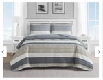 Nautica Home Twin Set Striped Gray Beige White 2-PIECE Quilted Msrp $130. Fixed Price $52.92.