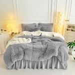 Uozzi Bedding Gray Faux Fur Comforter Set King 3 Pieces - 1 Shaggy .... Fixed Price $58.17.