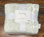 Nicole Miller King Cotton Reversible 3 Pc Quilt & Sham Set Green Floral Scallop. Fixed Price $139.97.