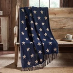 My Country Jacquard Star Woven Throw 60X50 Reversible Americana Navy Vhc. Fixed Price $27.16.