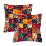 Printed Patchwork Inspired Throw Pillow Covers 18X18 Set Of 2 Floral Quilt .... Fixed Price $22.96.