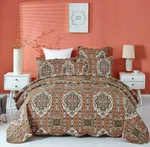 Dada Bedding Earthy Moroccan Rustic Ogee Cross Scalloped Quilted Bedspread Set. Fixed Price $29.99.