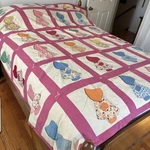 Vintage Sunbonnet Sue Handmade Appliqu Quilt 80 X83 Knots 36 Blocks. Fixed Price $110.00.