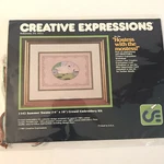 Crewel Embroidery Kit Summer Swans Creative Expressions 1542 Screen Printed 1985. Fixed Price $7.99.