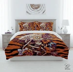 Sugar Skull Tiger Spirit Duvet Cover (3 Piece) Set Cotton Blend - Twin By Gt. Fixed Price $137.50.