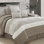 Lanco Modern Lifestyle Taupe Comforter Set Queen Damask Jacquard Matching Solid. Fixed Price $180.16.