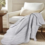 Martha Stripe Light Grey Quilted Throw- Levtex Home. Fixed Price $34.00.