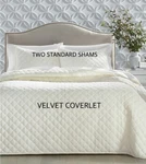 3 Pc Charter Club Iridescent Velvet F/queen Coverlet/quilt & Shams Ivory Nwt. Fixed Price $99.00.