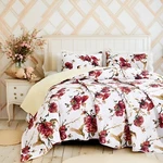 Tache Vintage Red Rose Garden Cottage Hummingbirds Floral White Yellow Quilt Set. Fixed Price $72.07.
