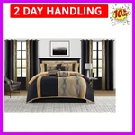 Stratford Park Elegant Black And Gold Comforter Set King Size, STRIPED,15 Pie.... Fixed Price $200.82.