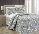 Mk Collection 3PC Oversize Reversible Quilted Bedspread Set Floral Gray King. Fixed Price $40.50.