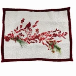 Pottery Barn Berry Wreath Quilted Pillow Sham Standard Cardinal Embroidered. Fixed Price $39.99.
