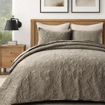 Evergrace Velvet Quilt Set Queen 3PC Paisley Stone Taupe 90X92 Bedding New. Fixed Price $64.99.