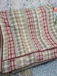 Nautica Queen Size 90 X Red Tan Madras Plaid Patchwork Cotton Bedspread. Fixed Price $42.99.