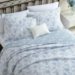 Laura Ashley Walled Garden Blue Floral Cotton Reversible King Quilt Set. Fixed Price $97.99.