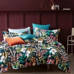 Eikei Midnight Teal Botanical Duvet Cover Egyptian Cotton Bedding Super King Set. Fixed Price $108.00.