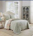 Waverly Garden Glitz Vapor 3PC F/q Quilt/bedspread 100% Cotton Floral. Fixed Price $59.95.