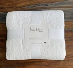 Nicole Miller White Damask Floral King 100% Cotton Quilt Set & 2 Shams. Fixed Price $149.97.